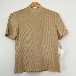 St. John Ribbed knit metallic gold vintage top size: P
